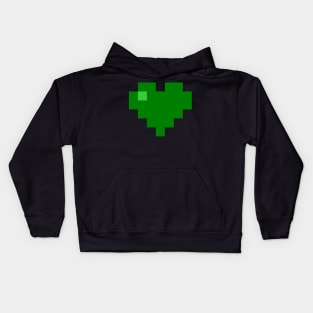 Simple Green Pixel Heart Kids Hoodie